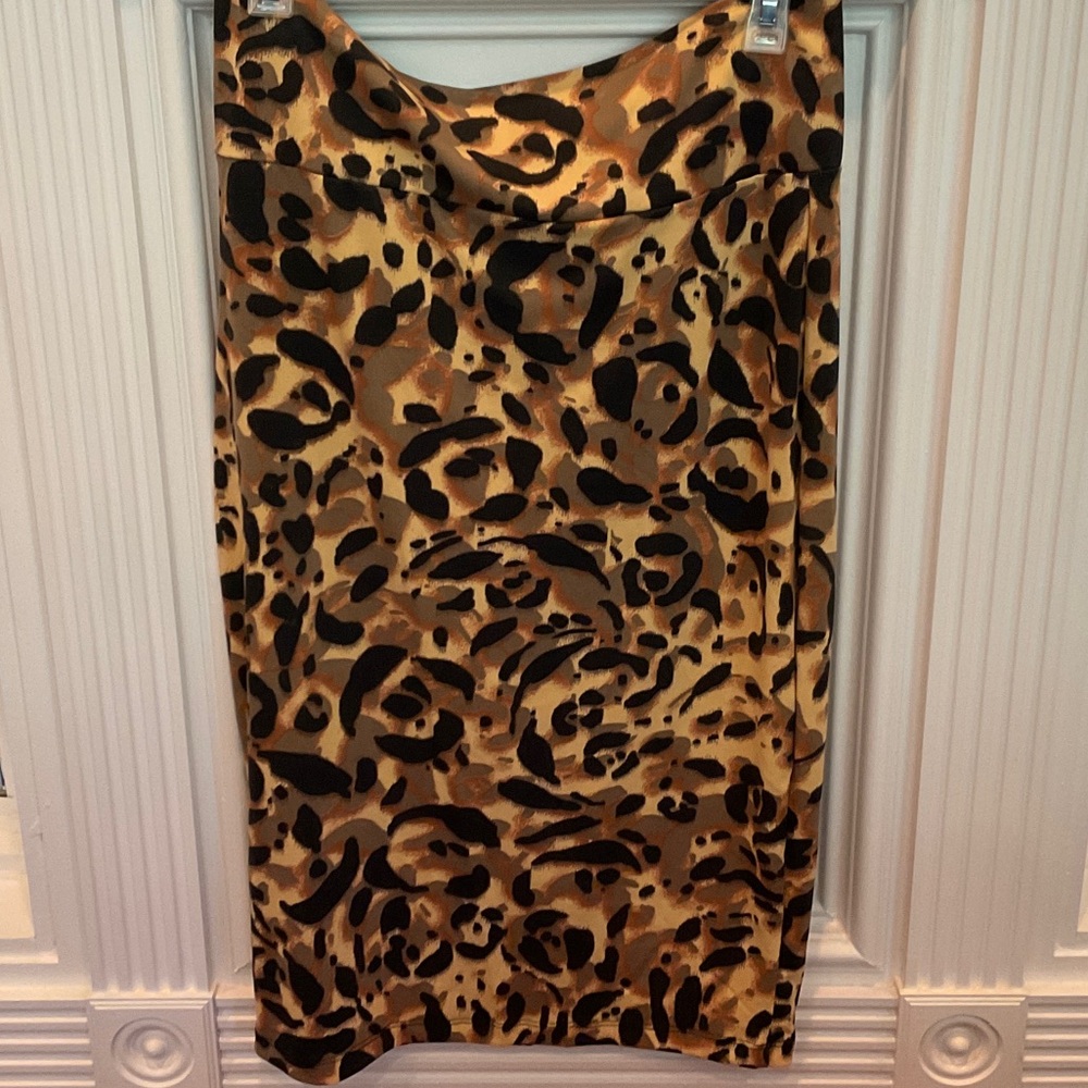 Bebe Animal Print Midi Skirt - Black and Brown